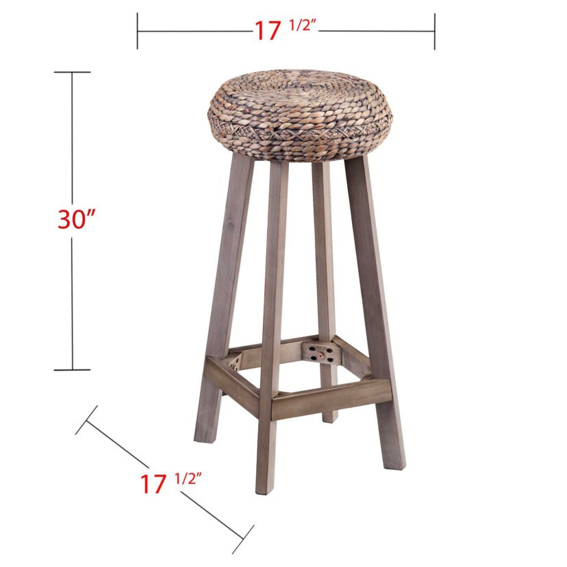 Rutina Round Backless Water Hyacinth 30" Barstools 2 Piece Set