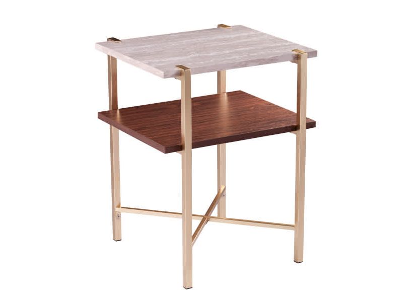 Ardmillan Square Faux Marble End Table w/ Storage