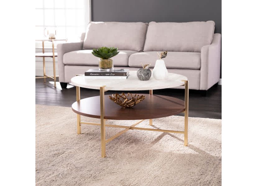 Ardmillan Round Faux Marble Cocktail Table