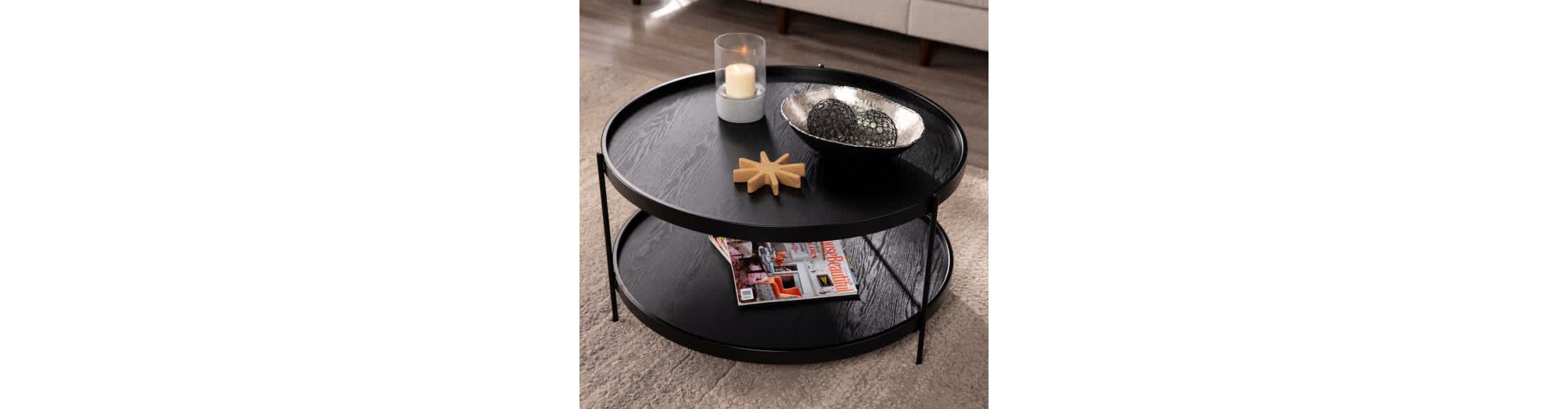 Verlington Round Farmhouse Style Cocktail Table