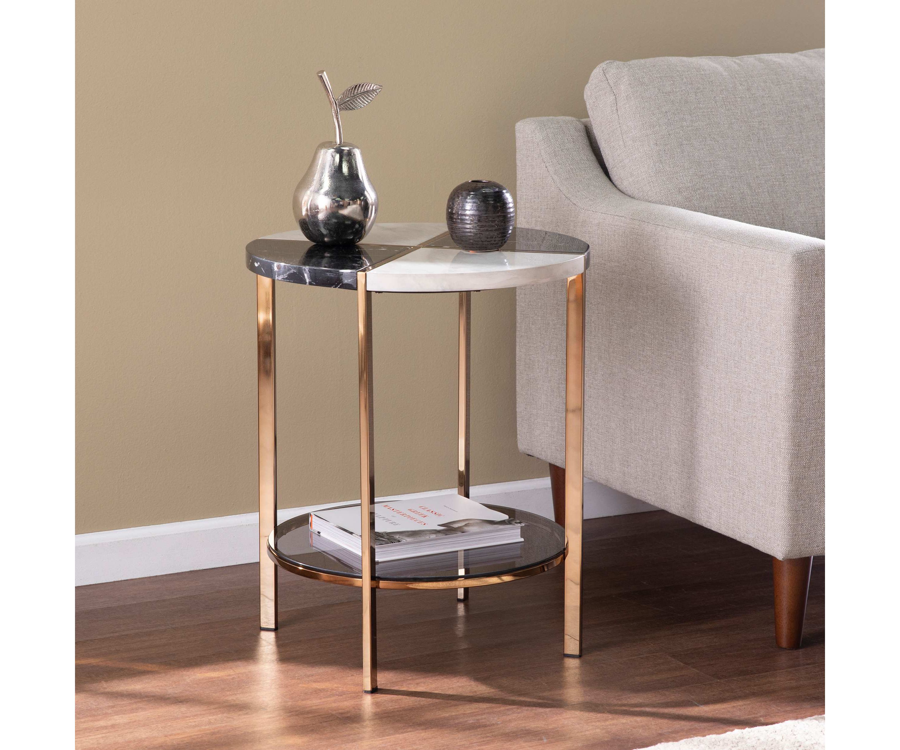 Cortinada Round Faux Marble End Table