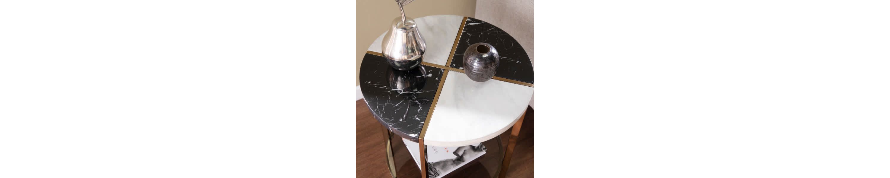 Cortinada Round Faux Marble End Table