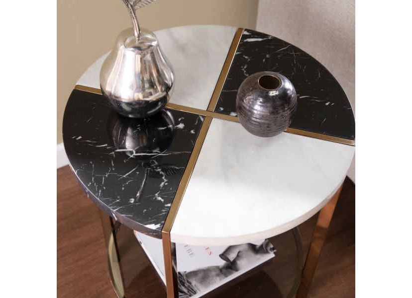 Cortinada Round Faux Marble End Table