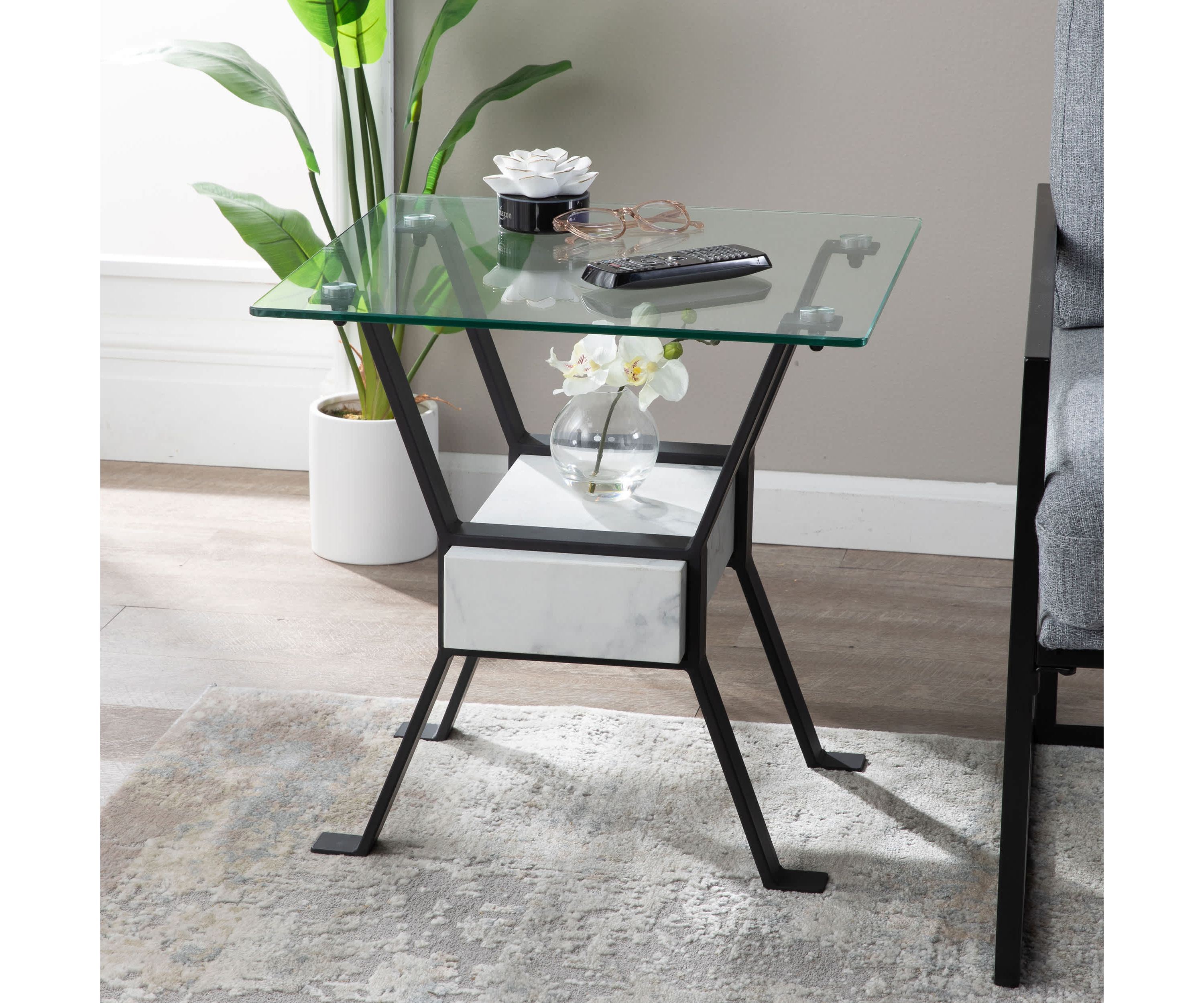Darvette Glass-Top End Table