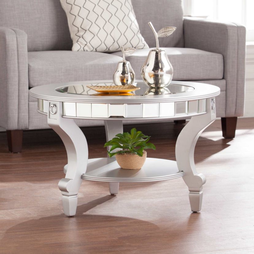 Linsay Mirrored Round Cocktail Table