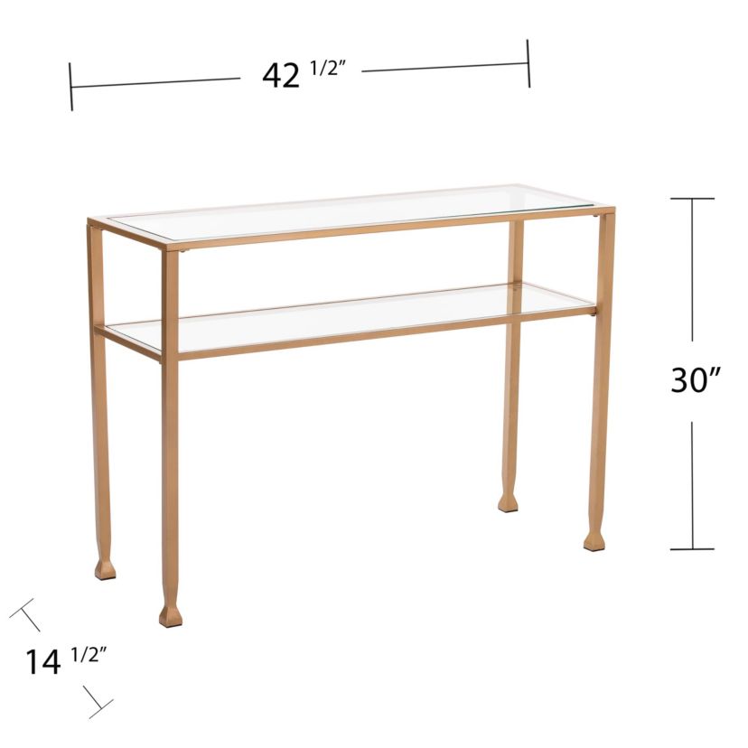 Jaymes Gold Metal and Glass Console Table