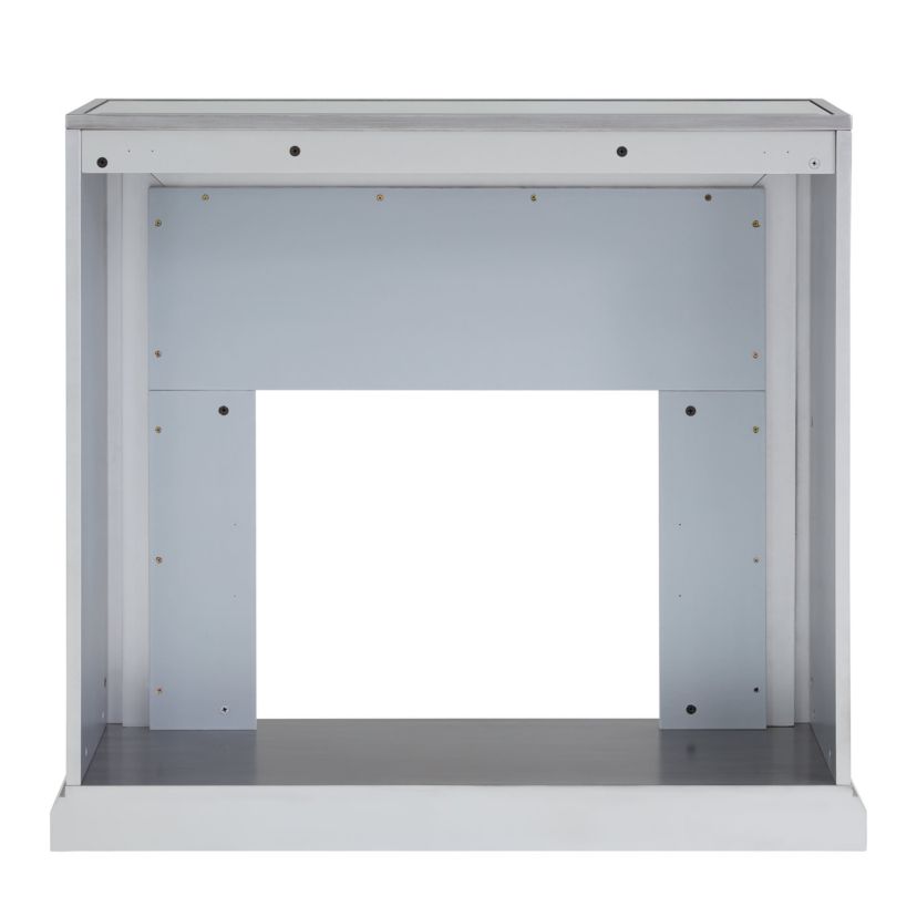Trandling Mirrored Faux Stone Fireplace with Color Changing Firebox