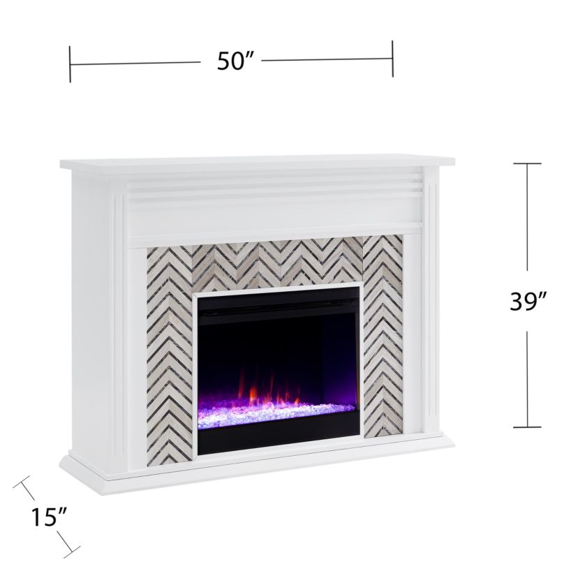 Hebbington Tiled Marble Color Changing Fireplace