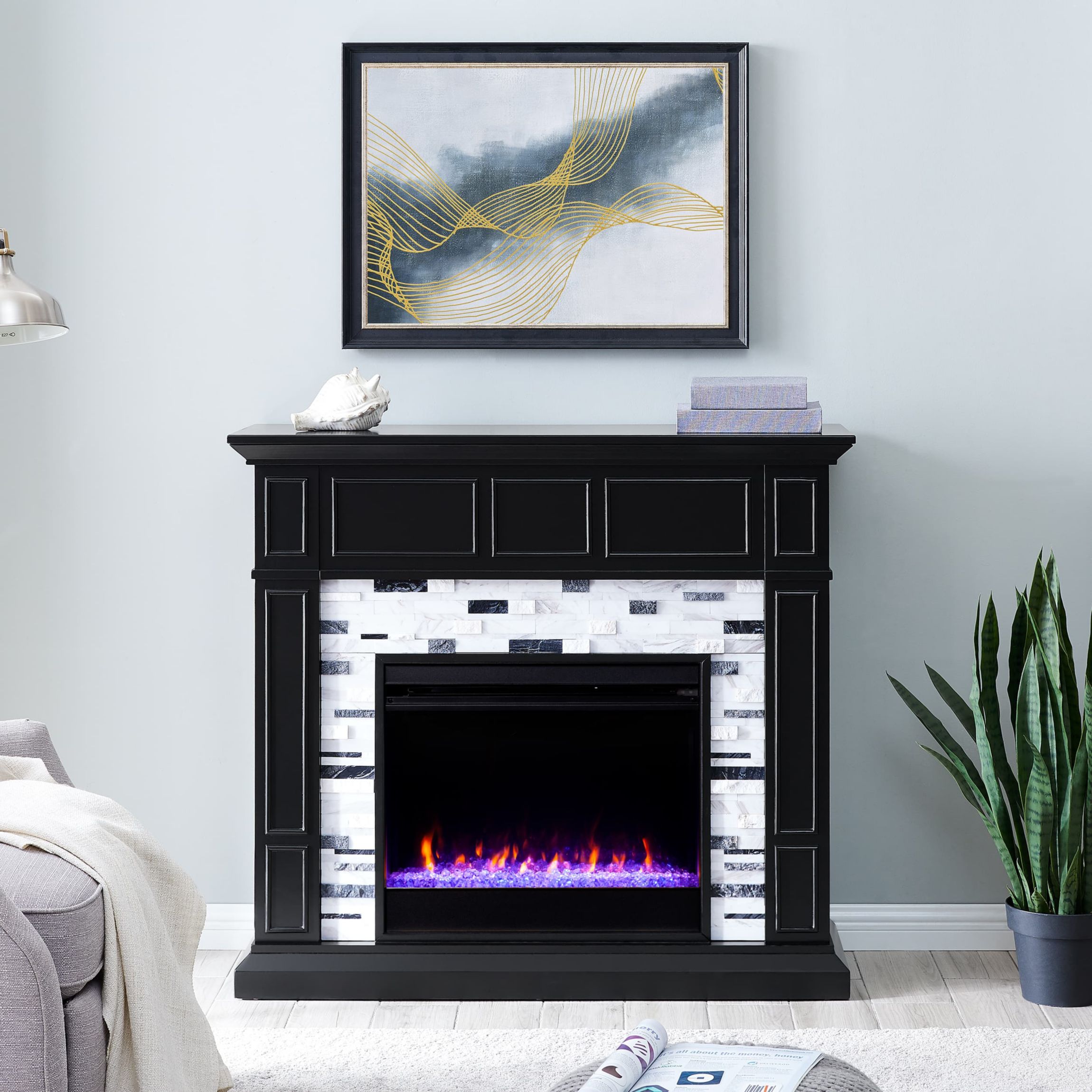 Drovling Marble Color Changing Fireplace