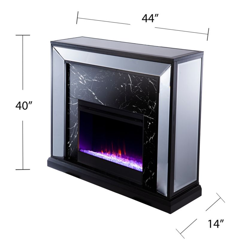 Trandling Mirrored Faux Marble Color Changing Fireplace