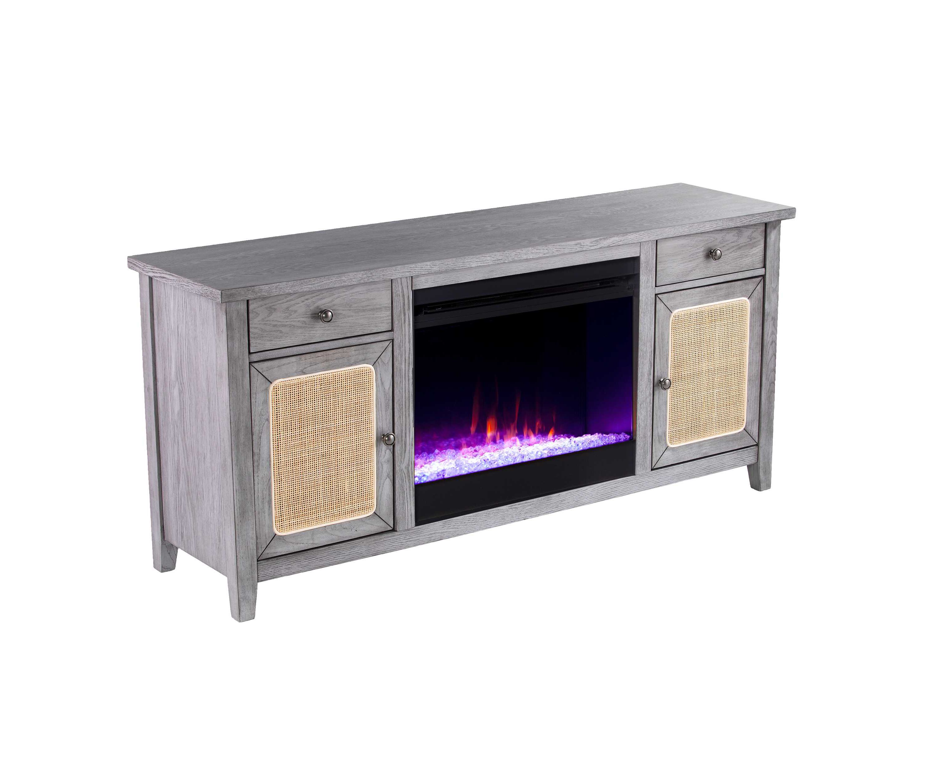 Edderton Color Changing Fireplace w/ Media Storage