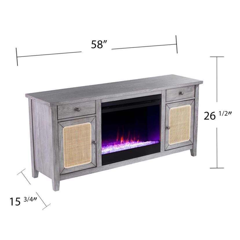 Edderton Color Changing Fireplace w/ Media Storage