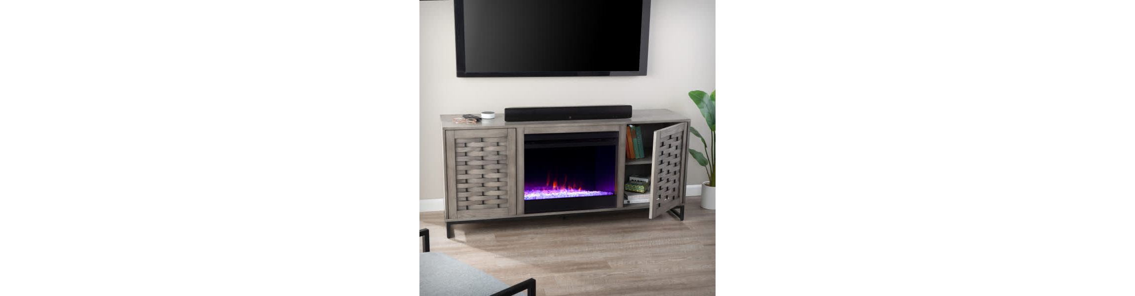 Akehurst Color Changing Fireplace with Media Storage