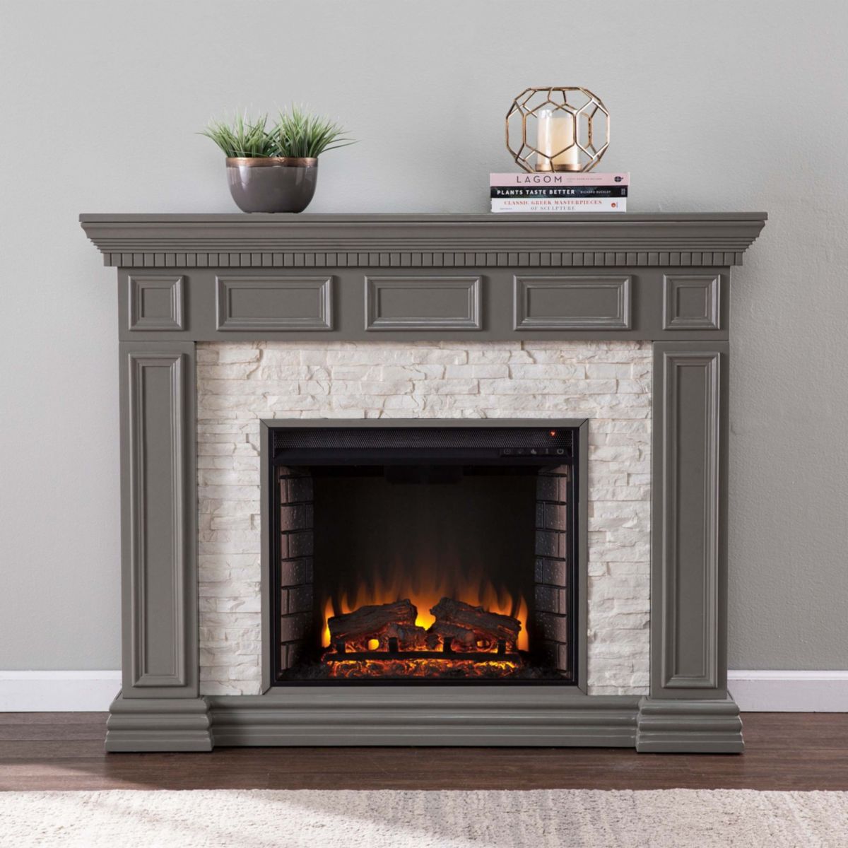 Dakesbury Faux Stone Electric Fireplace