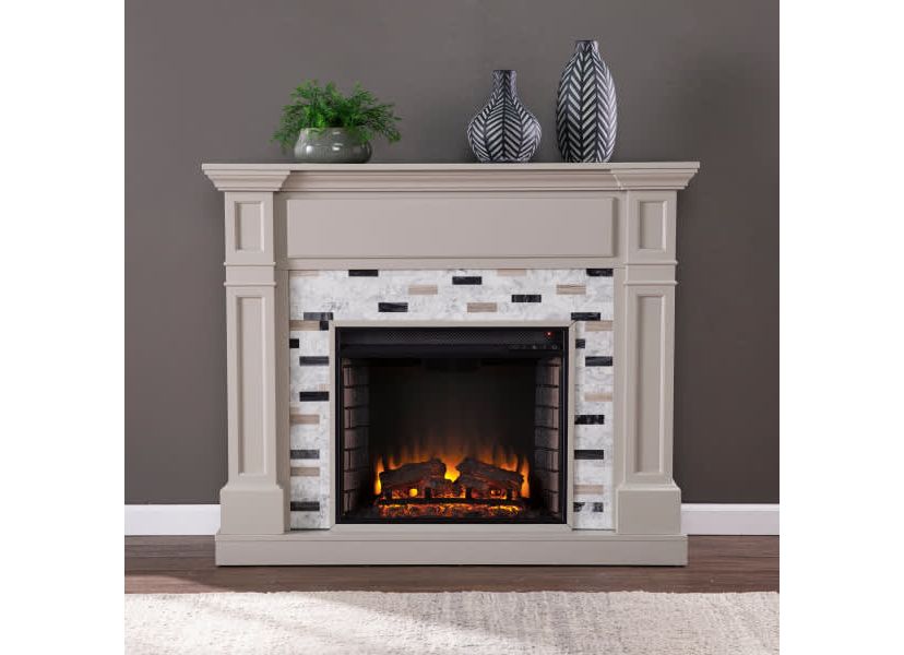 Birkover Electric Fireplace w/ Marble Surround
