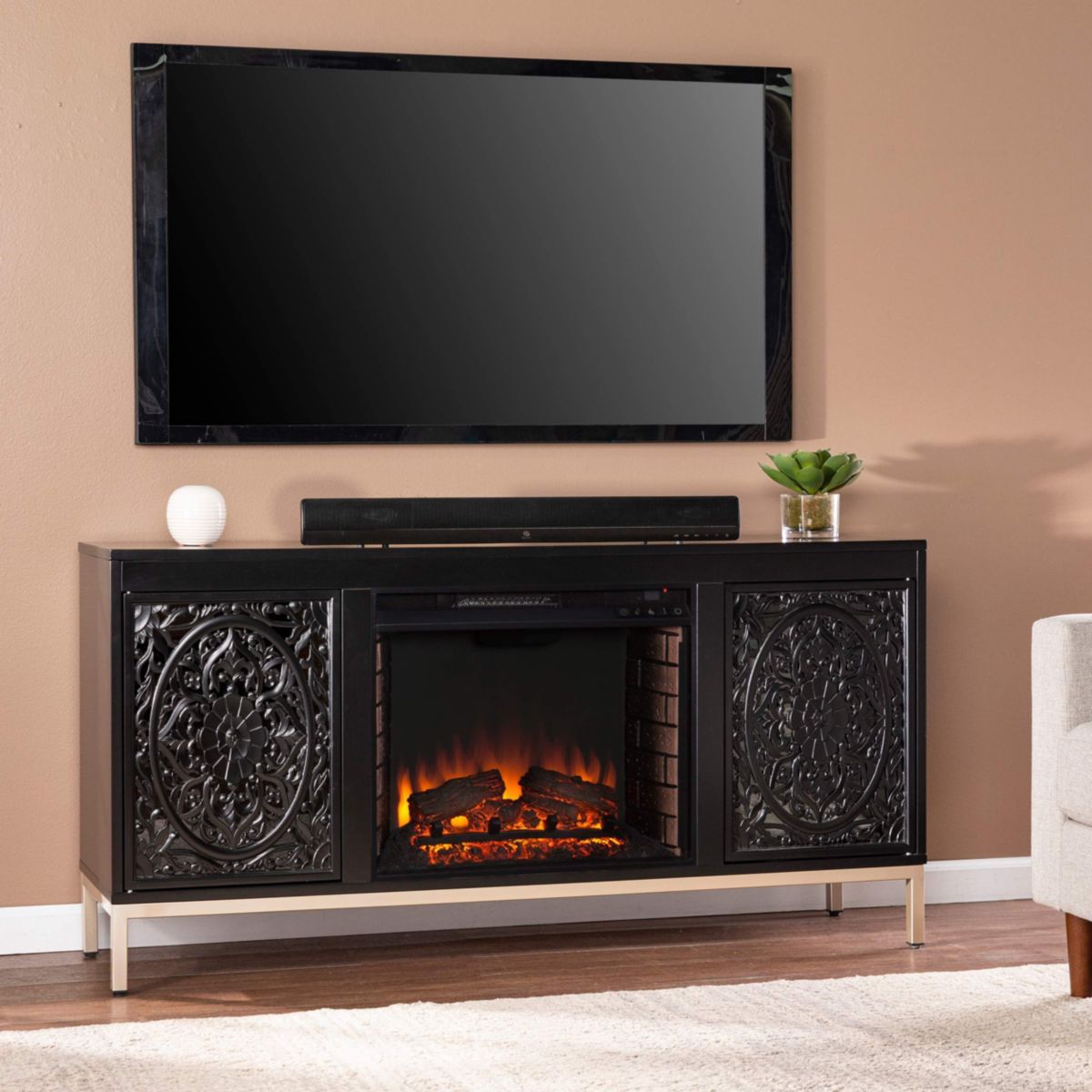 Winsterly Electric Fireplace Console w/ Media Storage