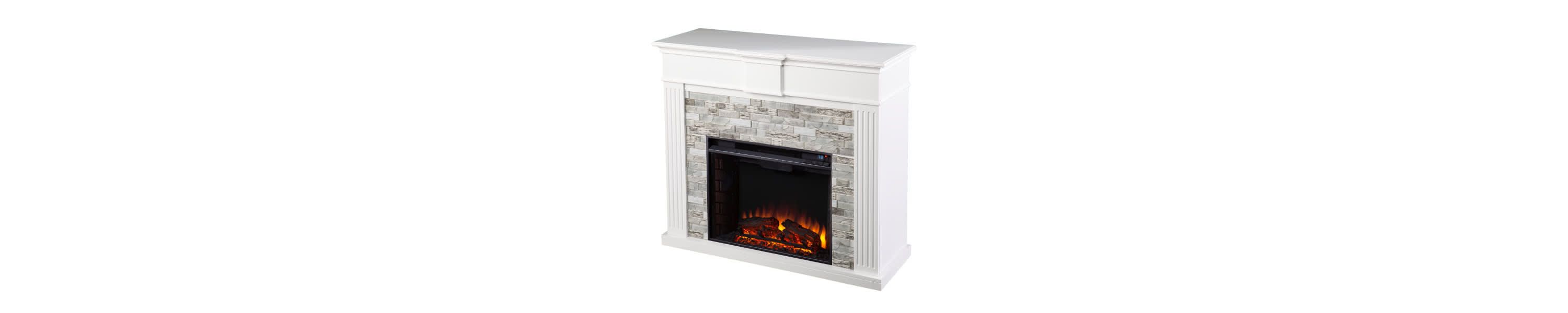 Bondale Electric Fireplace w/ Faux Stone Surround