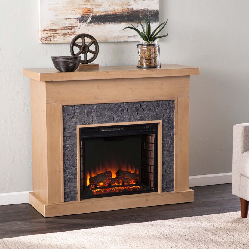 Standlon Electric Fireplace w/ Faux Stone Surround