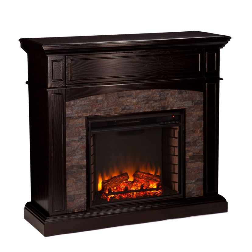 Grantham Faux Stone Corner Electric Media Fireplace