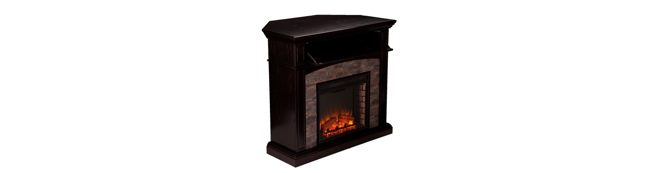 Grantham Faux Stone Corner Electric Media Fireplace