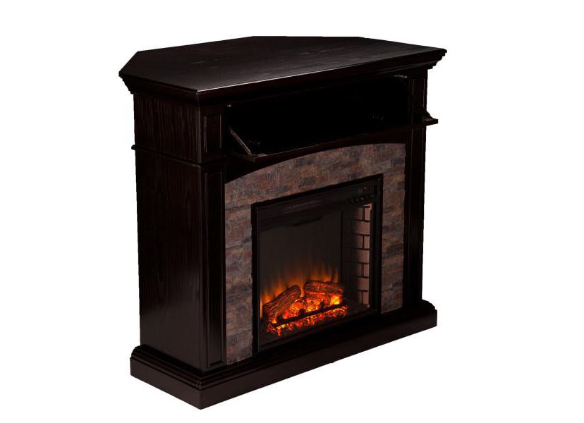 Grantham Faux Stone Corner Electric Media Fireplace