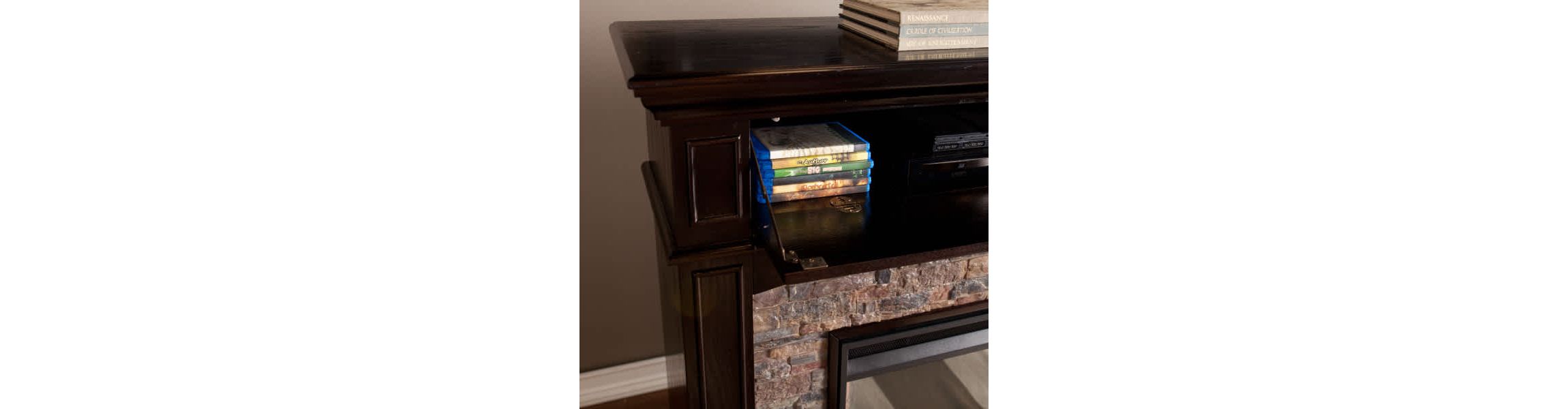 Grantham Faux Stone Corner Electric Media Fireplace