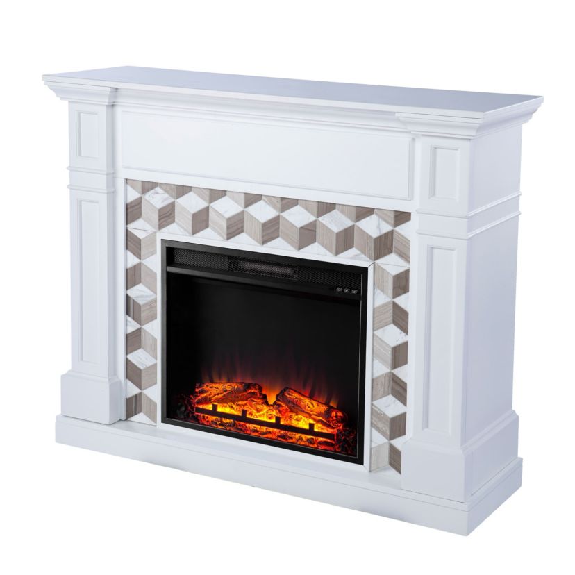 Darvingmore Base Electric Fireplace w/ Marble Surround