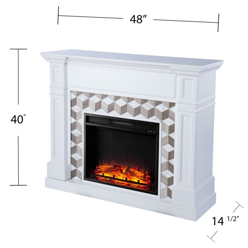 Darvingmore Base Electric Fireplace w/ Marble Surround