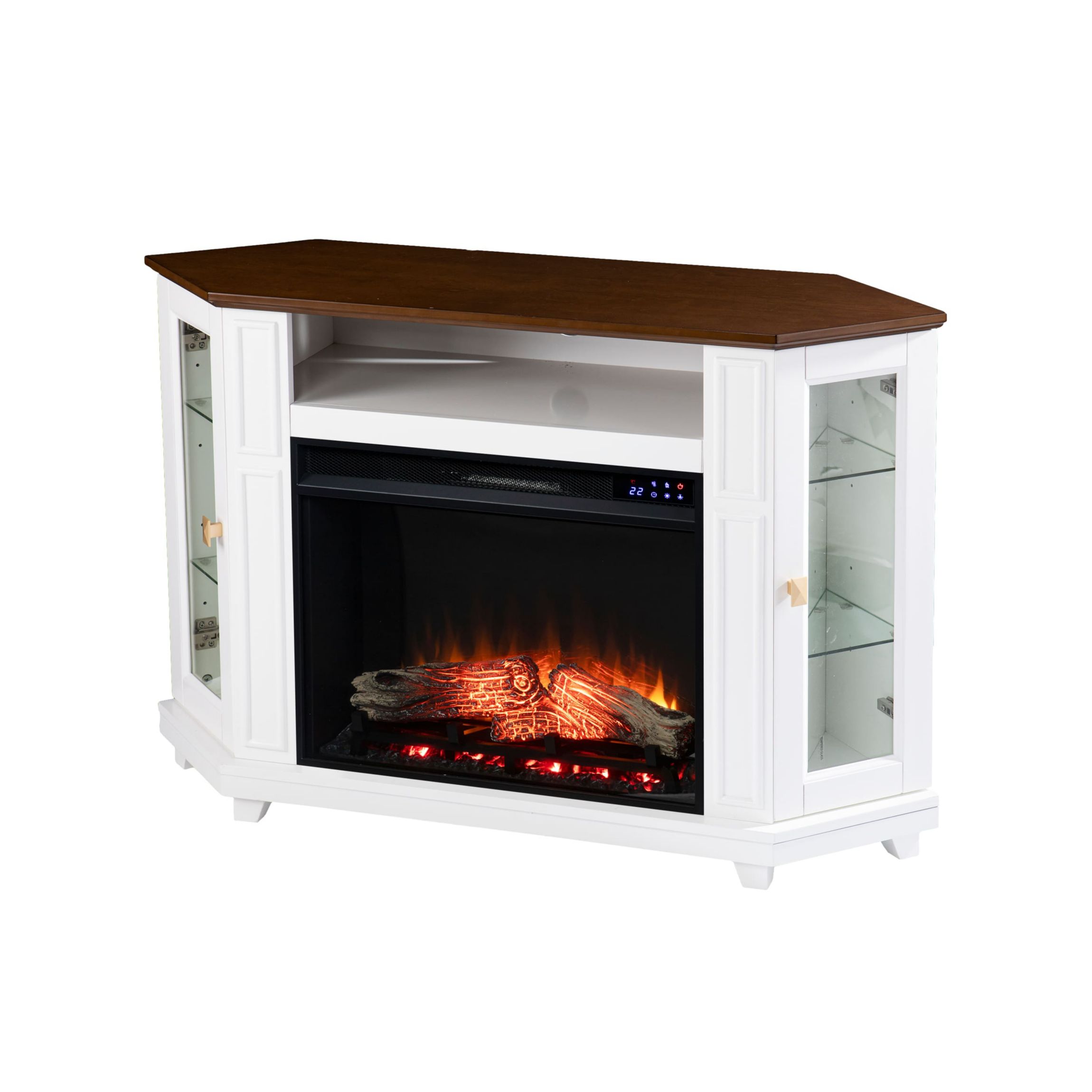 Dilvon Touch Screen Electric Media Fireplace w/ Storage