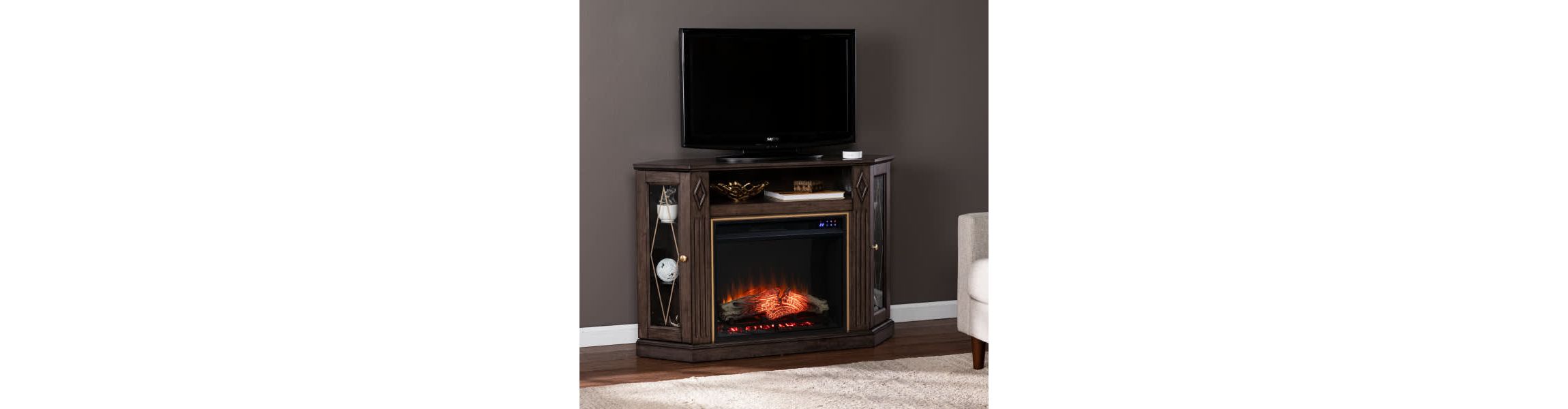 Austindale Touch Screen Electric Fireplace w/ Media Storage