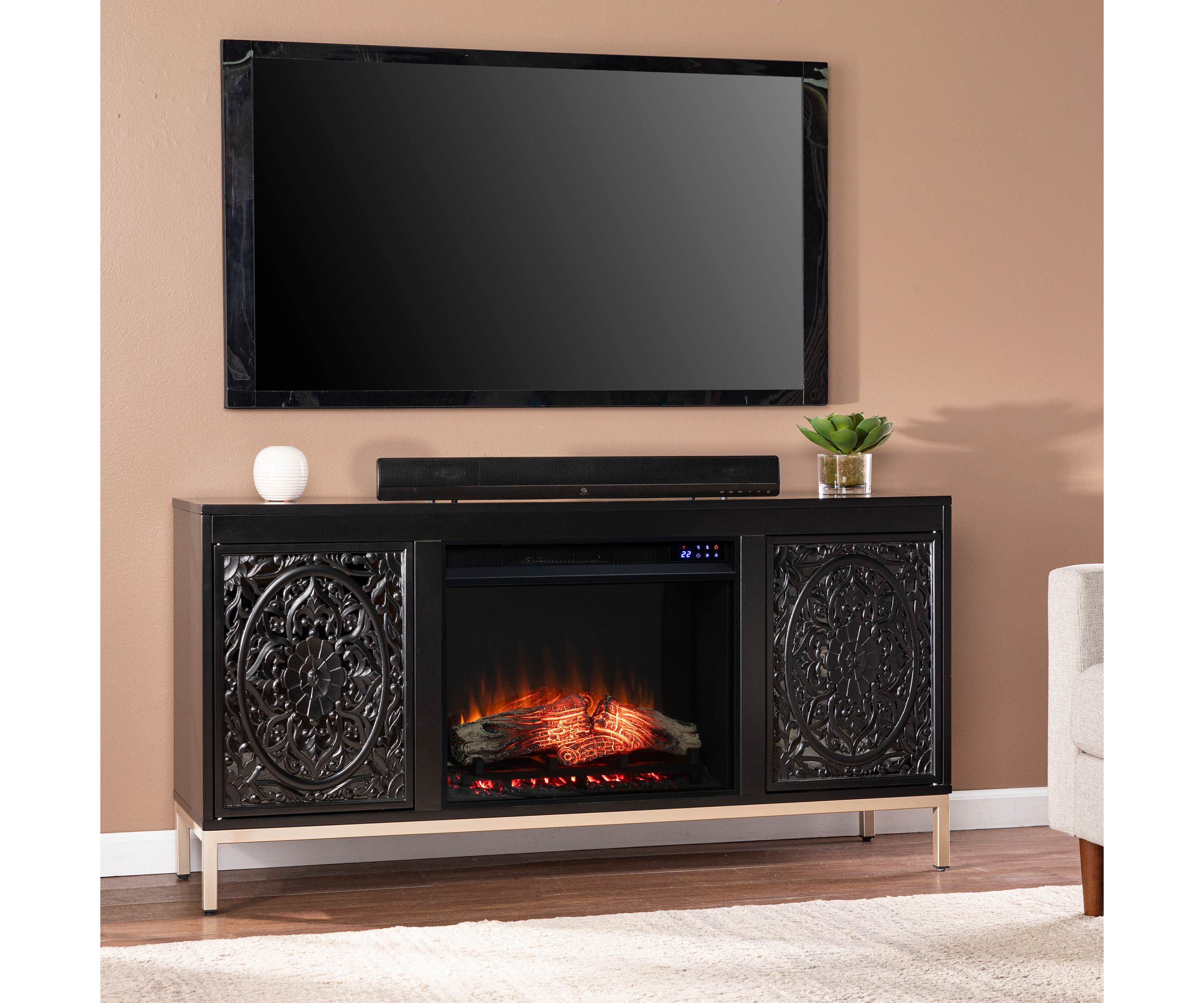 Winsterly Touch Screen Electric Fireplace w/ Media Storage