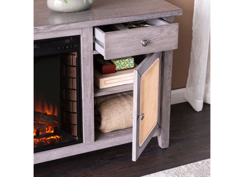 Edderton Touch Screen Electric Fireplace w/ Media Storage