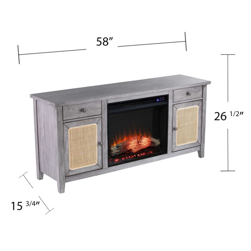 Edderton Touch Screen Electric Fireplace w/ Media Storage
