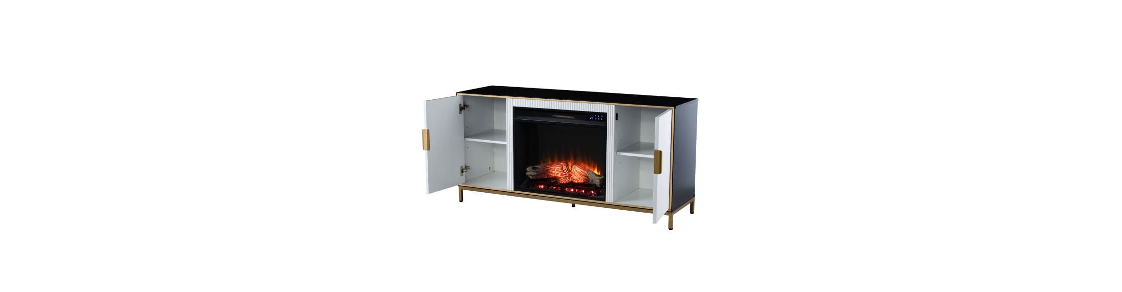 Daltaire Touch Screen Electric Fireplace w/ Media Storage