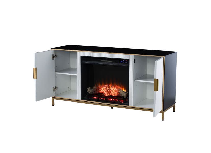 Daltaire Touch Screen Electric Fireplace w/ Media Storage