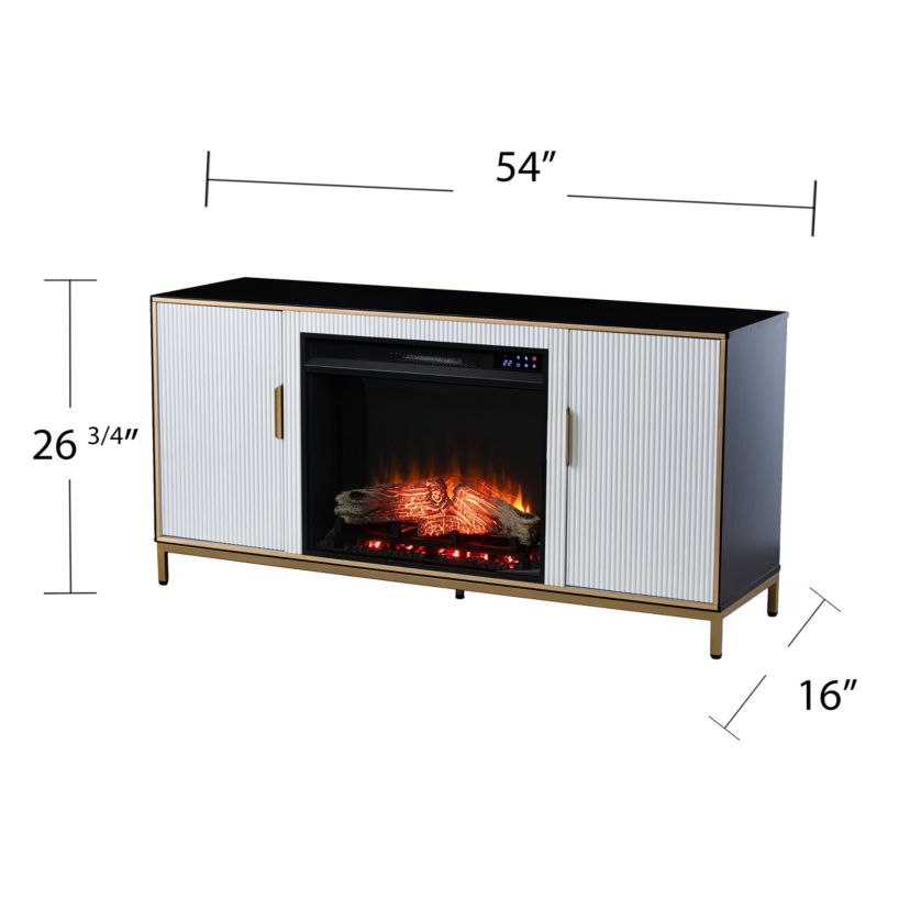 Daltaire Touch Screen Electric Fireplace w/ Media Storage