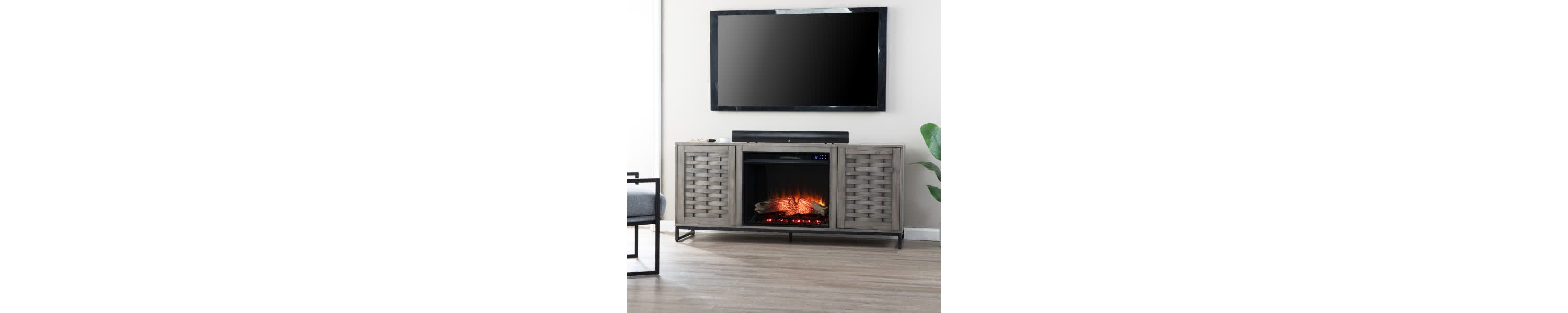 Akehurst Touch Screen Electric Fireplace with Media Storage