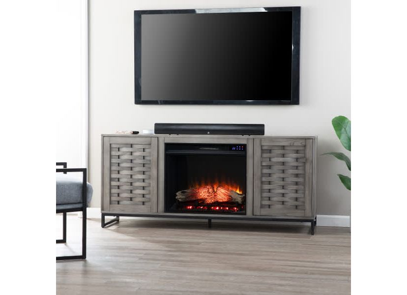 Akehurst Touch Screen Electric Fireplace with Media Storage