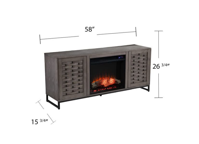 Akehurst Touch Screen Electric Fireplace with Media Storage