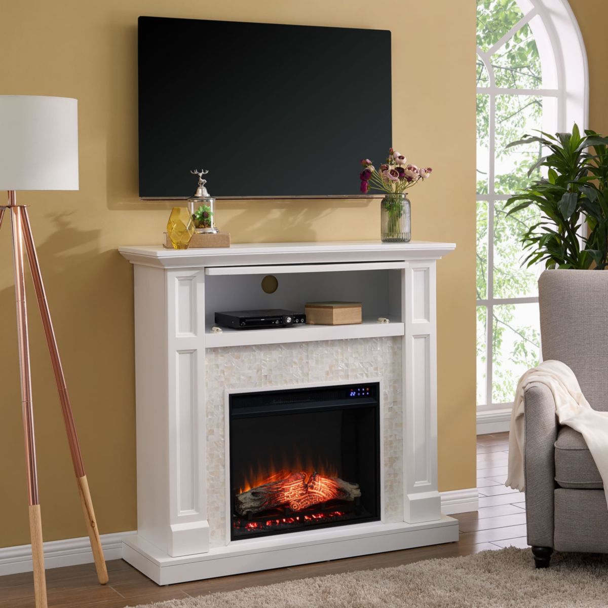 Nobleman Tiled Touch Screen Electric Media Fireplace