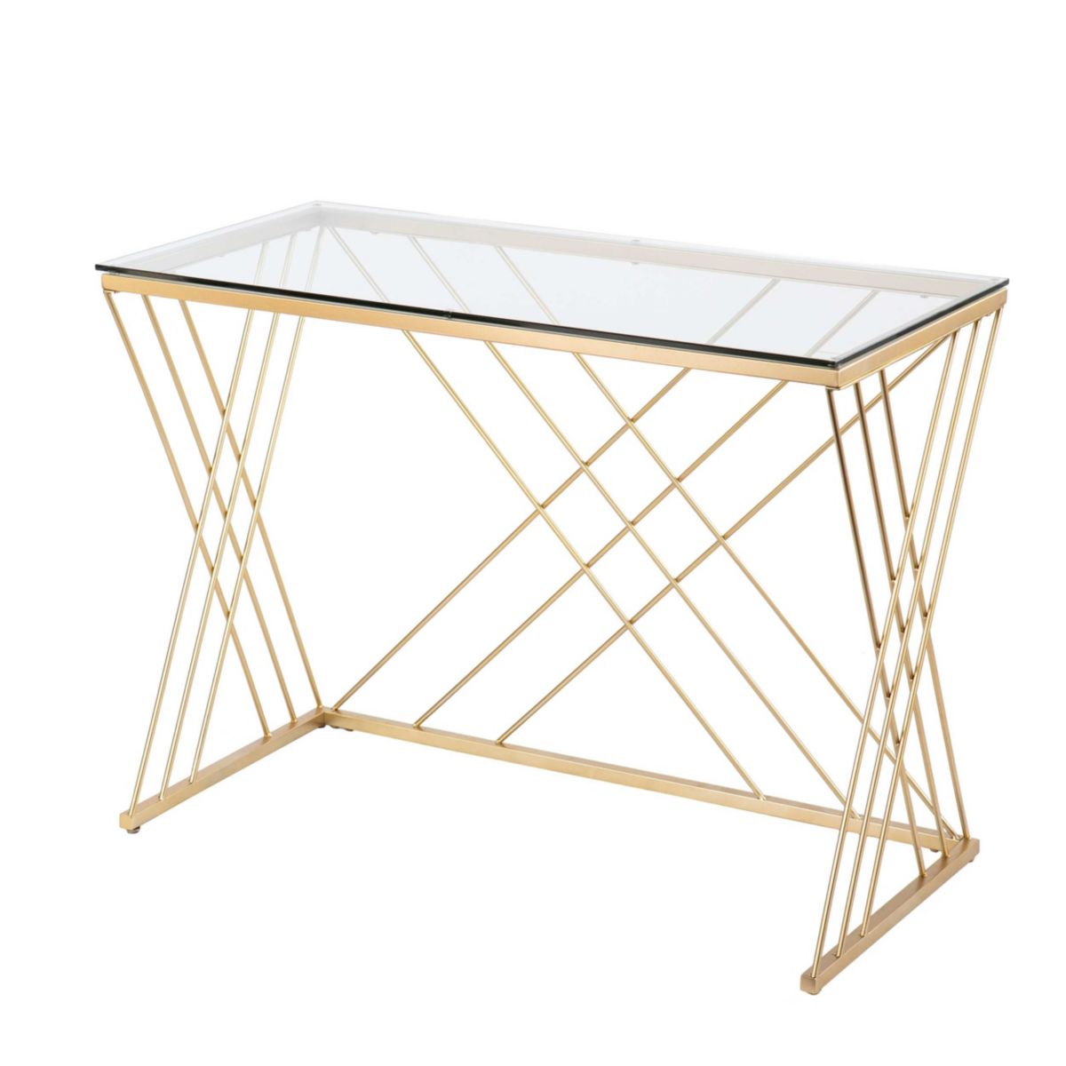 Dezby Modern Glass-Top Desk