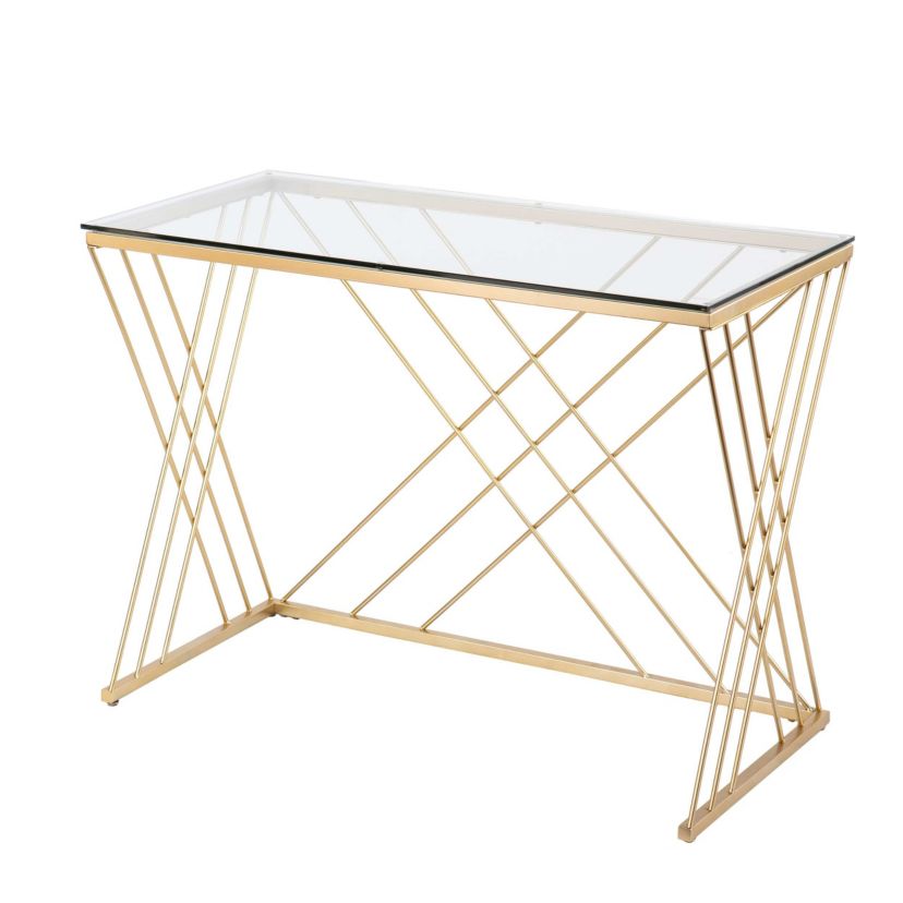 Dezby Modern Glass-Top Desk