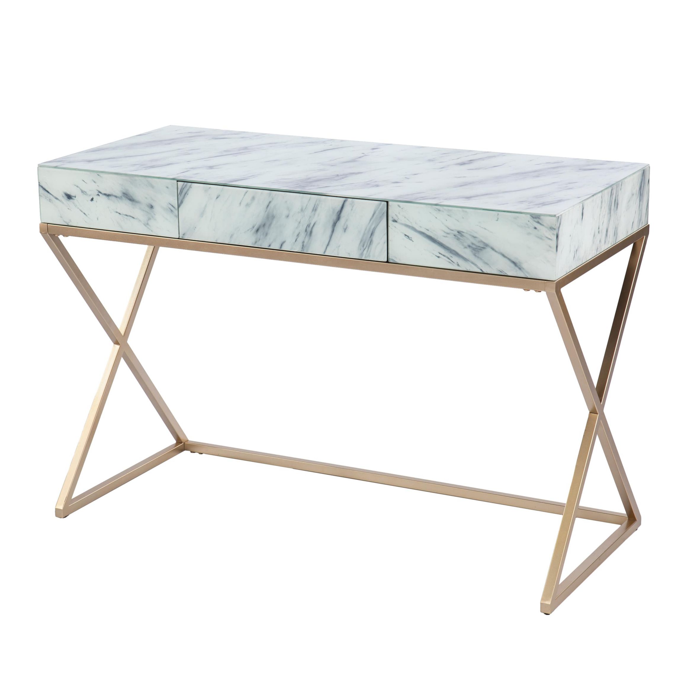 Kamblemore Faux Marble Writing Desk w/ Storage