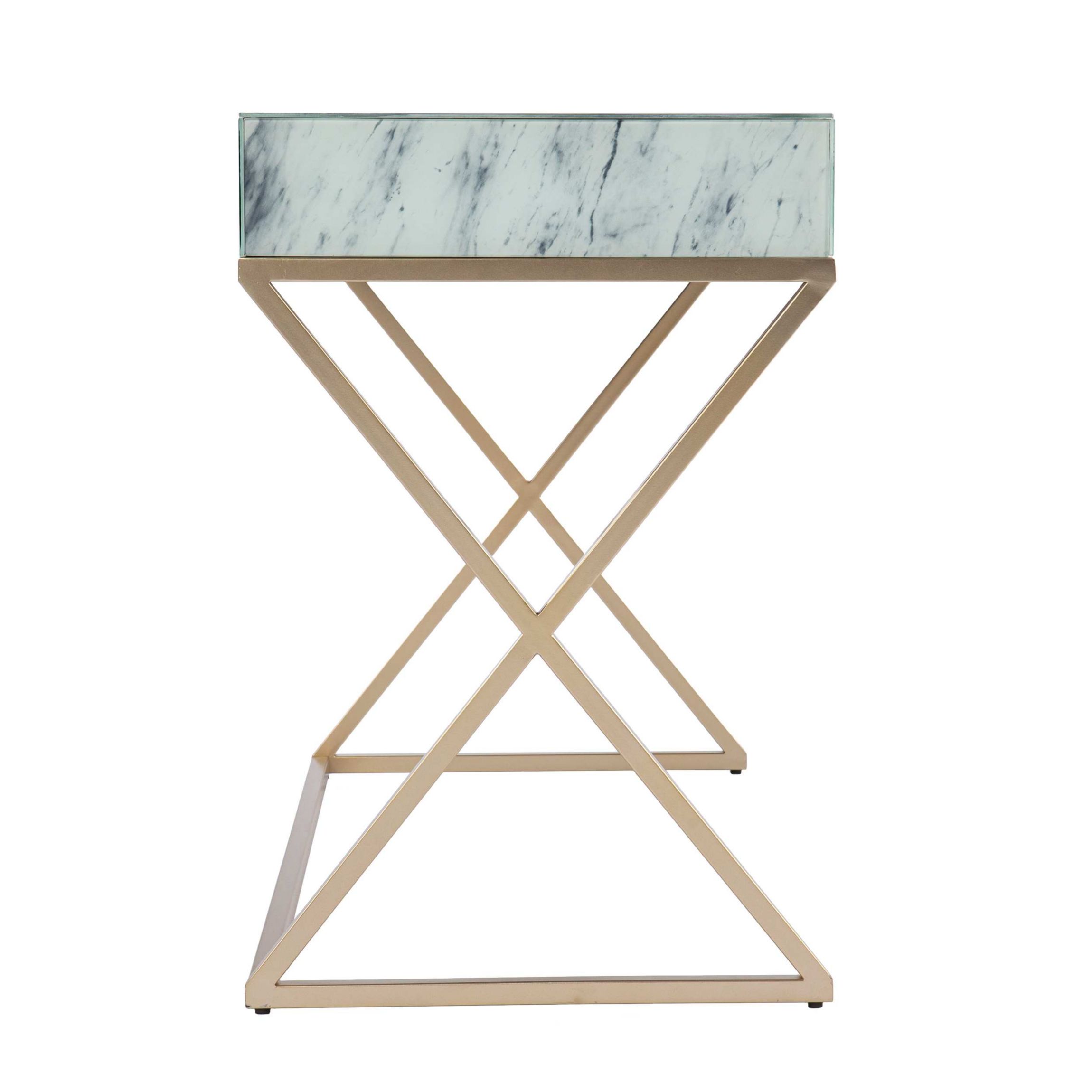 Kamblemore Faux Marble Writing Desk w/ Storage