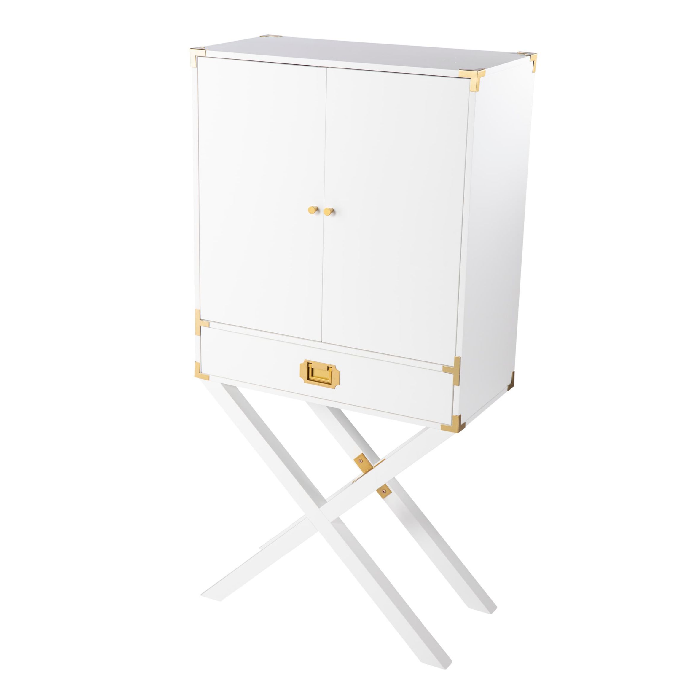 Campaign Tall Bar Cabinet w/ Storage