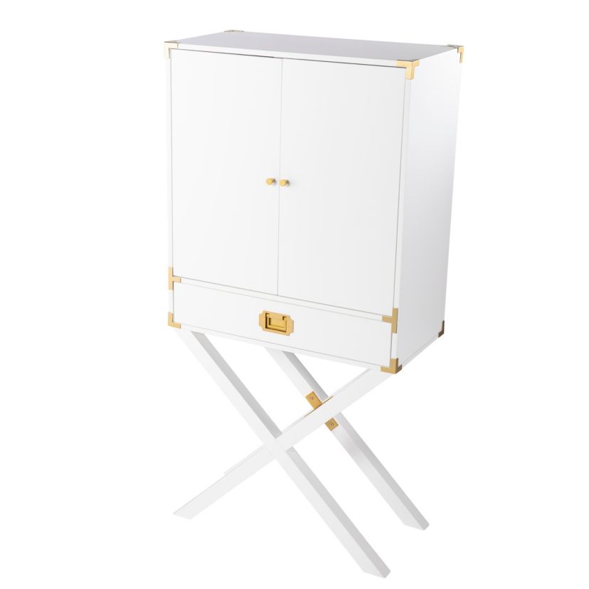 Campaign Tall Bar Cabinet w/ Storage