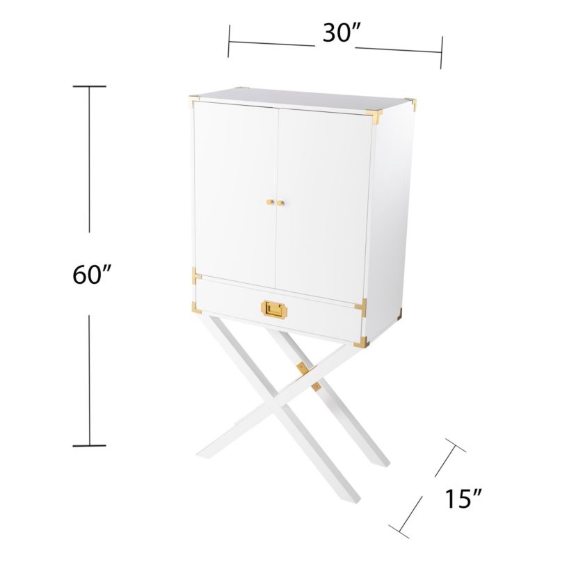 Campaign Tall Bar Cabinet w/ Storage