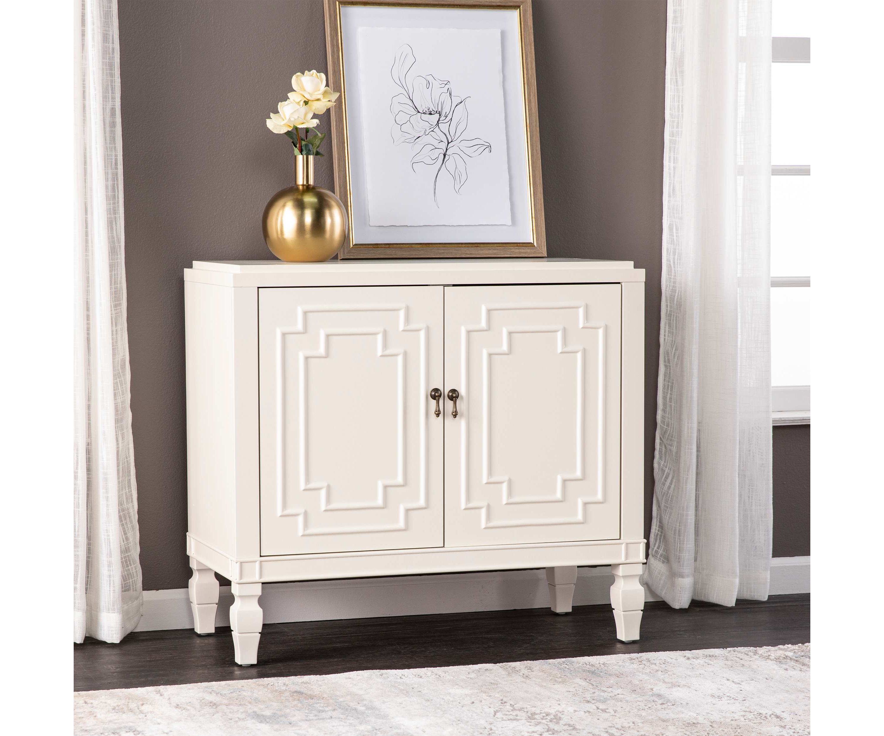 Tropman Antique White Double-Door Accent Cabinet