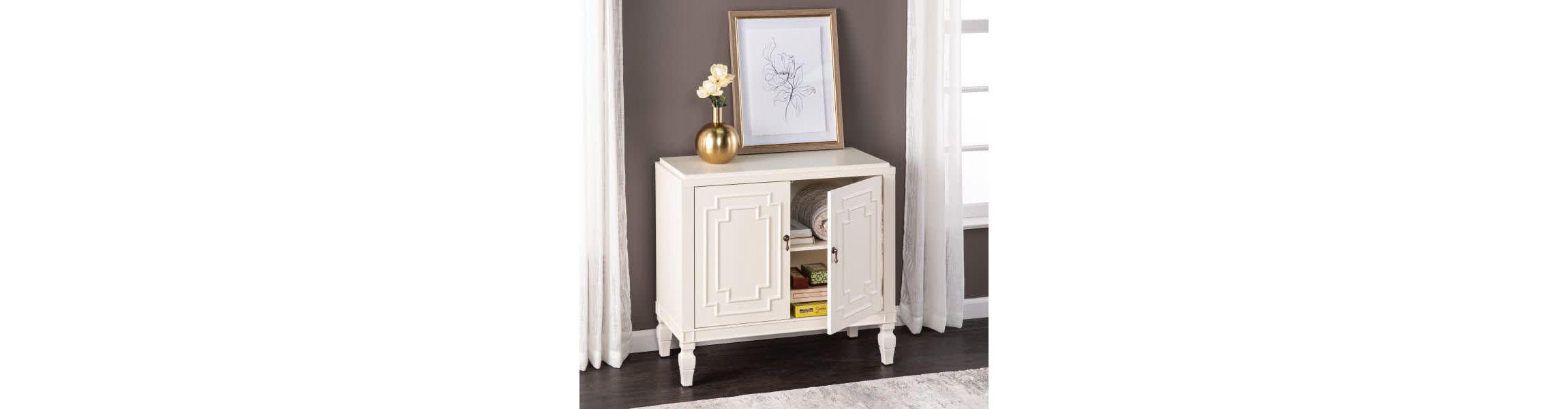 Tropman Antique White Double-Door Accent Cabinet