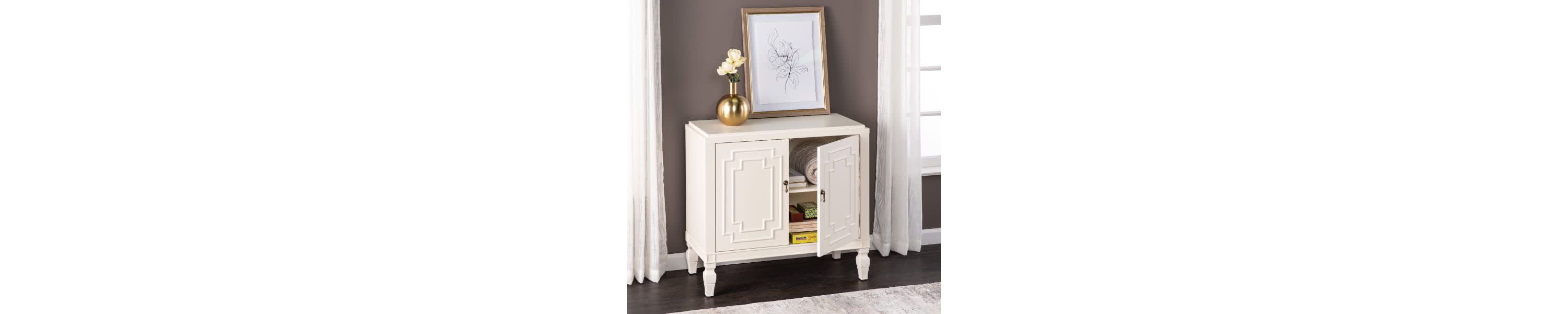 Tropman Antique White Double-Door Accent Cabinet